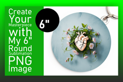 Artistic Keychain Round Design PNG , 3D Heart Product Image 1