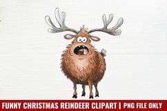 Funny Christmas Reindeer Clipart PNG Product Image 1