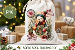 Cartoon Christmas Snowman Santa Sack Print, Snowman PNG Product Image 1