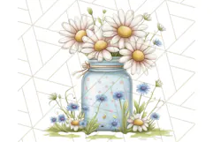 Flowers in Glass Jars PNG, Rustic Floral Watercolor Clipart Product Image 3