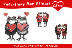 Valentine Cute Frog Couple Clipart PNG Product Image 1