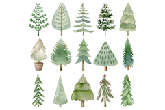 Watercolor Christmas trees clipart. Product Image 2