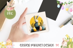 Easter Magnet Print, Cartoon Bunny Square Coaster Design Product Image 1