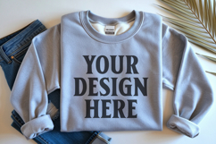 Ash Gildan 18000 Folded Flat Lay Mockups Product Image 1