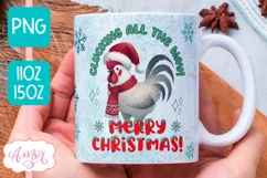 Funny Christmas mug wrap PNG, Christmas rooster coffee mug Product Image 1