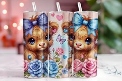 Highland Cow Florals 20oz Tumbler Wrap Sublimation Product Image 1