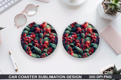 Flowers Car Coaster Sublimation| Flowers Coaster PNG Design Product Image 1