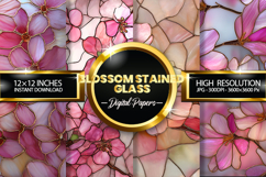 Blossom Stained Glass Digital Papers - 04 Variations Product Image 1