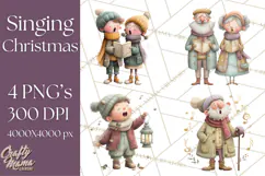 Christmas Carolers Clipart PNG, Holiday Choir Clip Art Product Image 1