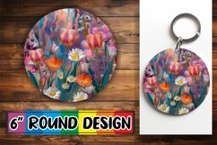 Whimsical Floral Round Ornament Sublimation Product Image 1