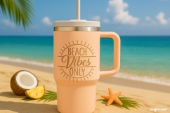 Beach Vibes Only SVG Engraved | Beach Quotes SVG Product Image 1