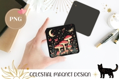Cartoon Mushrooms Magnet, Celestial Magnet Design Product Image 1
