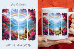 Fantasy garden, watercolor stripes, coffee mug sublimation Product Image 1