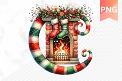 Christmas Fireplace- Clipart PNG Design Product Image 1