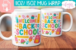 BUNDLE Cute Teacher mug Wraps PNG, cute school mugs template Product Image 7
