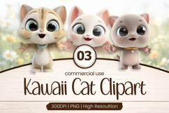 Cute Kawaii Cat Trio Clipart Sublimation PNG Product Image 1