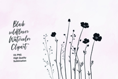 Black wildflower outline clipart sublimation Product Image 1