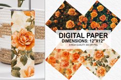 Orange Roses Flowers Digital Paper - Flowers Background Product Image 1