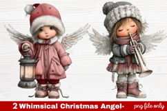 2 Whimsical Christmas Angel Clipart | Cute Holiday Angel PNG Product Image 1