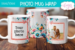 Floral photo mug template for sublimation, customizable mug Product Image 1