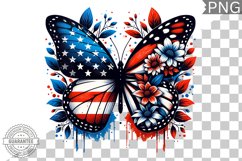 4Th Of July Flora Butterfly - Sublimation 4th of July PNG Product Image 1