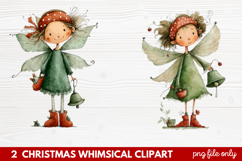 2 Whimsical Christmas Clipart featuring cute holiday charact Product Image 1