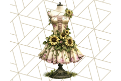 Couture Floral Dress Form PNG Clipart, Vintage Style Flowers Product Image 3
