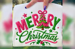 Merry Christmas PNG, Knitted Yarn Christmas Tree Design Product Image 1
