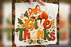 Give Thanks Fox PNG, Cute Fall Fox Thanksgiving Design Product Image 2