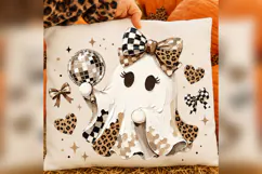 Coquette Ghost PNG, Disco Ball Ghost PNG, Leopard Checkered Product Image 3