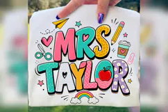 Mrs Taylor Teacher PNG, Personalized Teacher Name Design Product Image 3