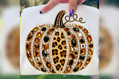 Leopard Rhinestone Pumpkin PNG, Glam Fall Pumpkin Sublimatio Product Image 2