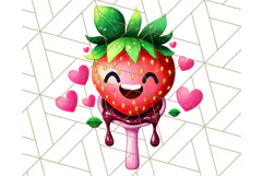 Strawberry Fruit PNG Clipart, Adorable Kawaii Characters Png Product Image 3