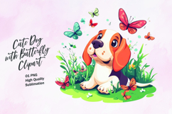 Cute dog with butterfly clipart Product Image 1