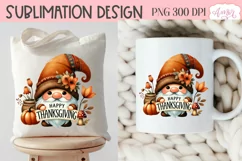 Happy Thanksgiving PNG for Sublimation |Cute Gnome PNG Product Image 4