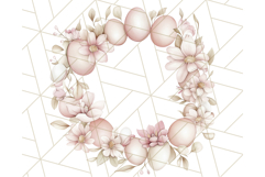 Pastel Pink Easter Bunny Egg and Flowers Clipart PNG Product Image 5