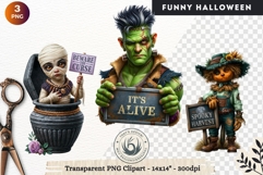 Funny Halloween characters Clipart Spooky graphics Product Image 1