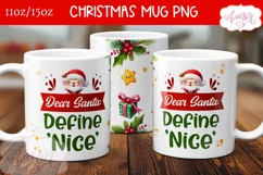 Santa's nice list mug wrap PNG, Funny Christmas mug PNG Product Image 1