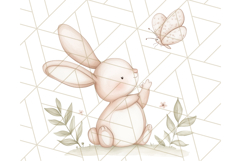 Pastel Pink Easter Bunny Egg and Flowers Clipart PNG Product Image 2