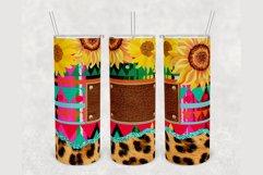 Custom Sunflower Leopard Glitter Serape 20 oz skinny tumbler Product Image 2