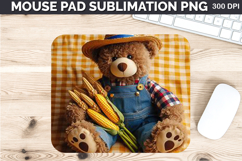 Watercolor Bear Mouse Pad Sublimation - Thanksgiving PNG Product Image 1