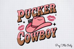 Pucker up cowboy PNG, Retro Valentine Sublimation PNG Product Image 1