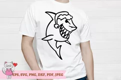 Christmas Shark with Santa hat svg, hand drawn Product Image 3