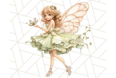 Pastel Fairy Garden Clipart, Cute Fairies &amp; Toadstools PNG Product Image 12