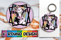 Radiant Round Car Coaster Sublimation, Cute Cow Product Image 1