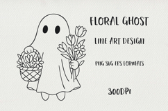 Cute Line Art Halloween Floral Ghosts BUNDLE| EPS, SVG, PNG Product Image 15