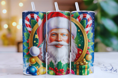Merry Christmas Santa Tumbler Wrap | Christmas Wrap Product Image 1