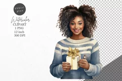 Christmas clipart, Girl clipart, Blue Christmas Product Image 1