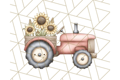 Fall Tractor Clipart PNG, Vintage Tractors With Pumpkins Product Image 3
