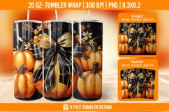 Pumpkin Tumbler Sublimation Wrap, 20 oz Fall Tumbler Wrap Product Image 1
